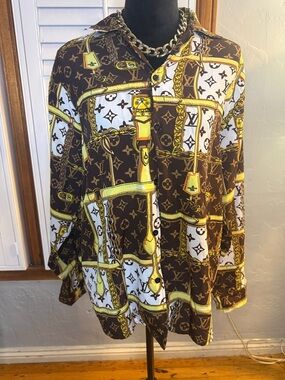 Inspired Brown & White Chain Print Shirt